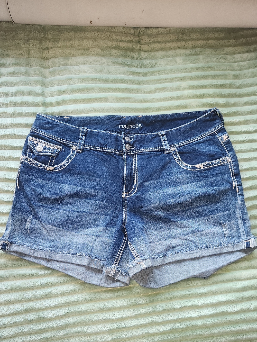 Maurices Dark Blue Distressed Denim Cutoff Shorts